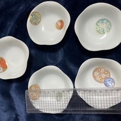 深川製磁　小皿揃　5枚組　寿赤絵の画像