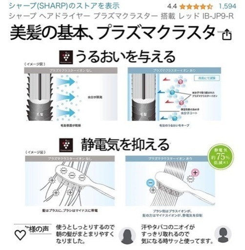 【お値下げ】【新品未使用未開封】SHARPプラズマクラスタードライヤー（IB-JP9-N）