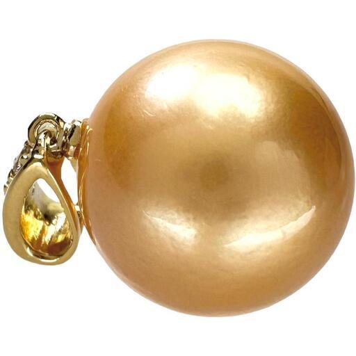 茶金白蝶真珠/南洋パール（染め）13.9mm ダイヤモンド 0.06ct ペンダントトップ K18ゴールド 18金 4.4g レディース【中古】【真子質店】【NN】【TTx】