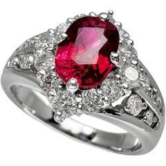 11.5号 ルビー 1.26ct ダイヤモンド 0.60ct リング・指輪 Pt900プラチナ 8.1g レディース【中古】【真子質店】【NN】【KKx】