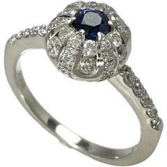 13号 サファイア 0.19ct ダイヤモンド計 0.50ct リング・指輪 Pt900プラチナ 5.4g レディース【中古】【真子質店】【NN】【TKMo】