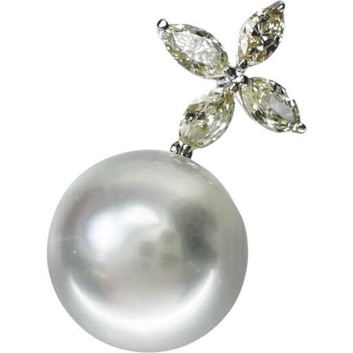 白蝶真珠/南洋パール14.2mm ダイヤモンド 1.00ct ペンダントトップ K18WGホワイトゴールド 18金 5.7g レディース【中古】【真子質店】【NN】【YSMa】 35,750円