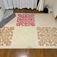 花柄洗えるラグ　家具 カーペット/マット/ラグ