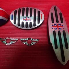 ミニクーパー パーツセット ルームミラー バックミラー ペダルカバー ドアロックピン エンブレム ユニオンジャック BMW MINIの画像