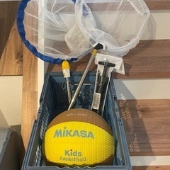 虫取り網2種と子ども用バスケットボールと空気入れ
