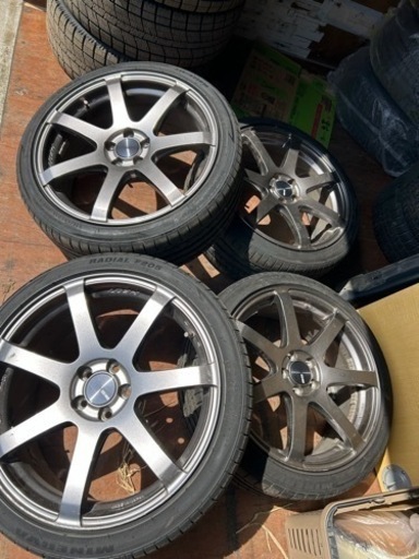 ホイール　ENKEI PF07 18インチ　5穴　7.5J +48 PCD100 タイヤ　MINERVA RADIAL F205 22年製　215/40 R18 夏タイヤ