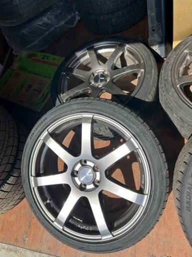 ホイール　ENKEI PF07 18インチ　5穴　7.5J +48 PCD100 タイヤ　MINERVA RADIAL F205 22年製　215/40 R18 夏タイヤ