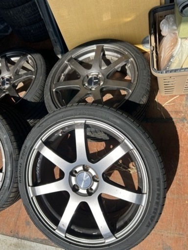 ホイール　ENKEI PF07 18インチ　5穴　7.5J +48 PCD100 タイヤ　MINERVA RADIAL F205 22年製　215/40 R18 夏タイヤ