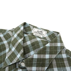 【HERMES/エルメス】 チェック柄 長袖シャツ 麻 マルチカラー メンズ【中古】【真子質店】【GD】【ISMi】