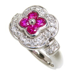 13号 ルビー 計0.50ct ダイヤモンド 計0.52ct リング・指輪 Pt900プラチナ 12.9g レディース【中古】【真子質店】【NN】【KMiI】