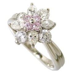 10号 花/フラワー ピンクダイヤモンド 計0.10ct ダイヤ...