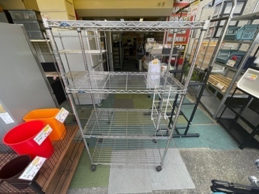 リサイクルサービス八光】幅90㎝ ルミナス 4段キャスター付きメタル