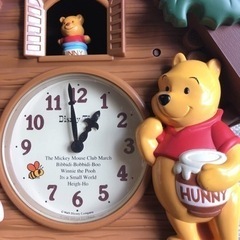 【ジャンク品】Disney ディズニータイム　掛け時計 プーさん 振り子時計の画像