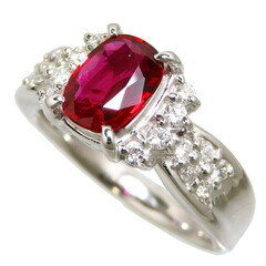 10号 タイ産 ルビー 1.00ct ダイヤモンド 計0.27ct リング・指輪 Pt950プラチナ 8.9g レディース【中古】【真子質店】【NN】【IxDMo】