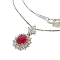ルビー 1.00ct ダイヤモンド 計0.54ct ネックレス K18WGホワイト