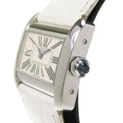 【CARTIER/カルティエ】 480619CE ミニタンク ディヴァン 腕時計 ステンレススチール/レザー クオーツ アイボリー レディース【中古】【真子質店】【GD】【IMoDx】の画像