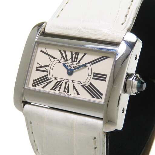 【CARTIER/カルティエ】 480619CE ミニタンク ディヴァン 腕時計 ステンレススチール/レザー クオーツ アイボリー レディース【中古】【真子質店】【GD】【IMoDx】