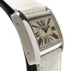 【CARTIER/カルティエ】 480619CE ミニタンク ディヴァン 腕時計 ステンレススチール/レザー クオーツ アイボリー レディース【中古】【真子質店】【GD】【IMoDx】の画像