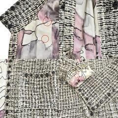 【CHANEL/シャネル】 P22053/W03212 ステンカラーコート/レーヨン/麻/ウール/ポリウレタン/アクリル/シルク アイボリー系 レディース【中古】【真子質店】【GD】【Ixxx】の画像