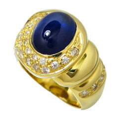 13号 サファイア 4.72ct ダイヤモンド 計0.64ct リング・指輪 K18ゴールド 18金 10.4g レディース【中古】【真子質店】【NN】【SSx】