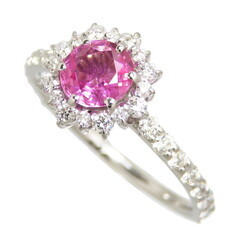 6.5号 ピンクサファイア 0.52ct ダイヤモンド 計0.39ct リング・指輪 Pt900プラチナ 2.0g レディース【中古】【真子質店】【NN】【MaMax】