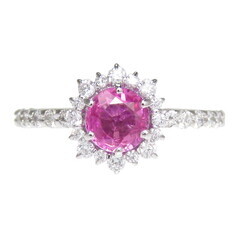 6.5号 ピンクサファイア 0.52ct ダイヤモンド 計0.39ct リング・指輪 Pt900プラチナ 2.0g レディース【中古】【真子質店】【NN】【MaMax】