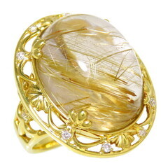 K18 ゴールドルチル　リング　13号 13号 ルチルクォーツ ダイヤモンド 計0.24ct リング・指輪 K18ゴールド