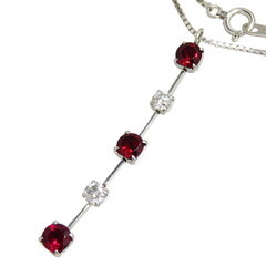 レッドトルマリン/ルベライト 計0.76ct ダイヤモンド 計0.27ct ネックレス Pt850プラチナ 4.3g 40.5cm レディース【中古】【真子質店】【NN】【MaMiMo】