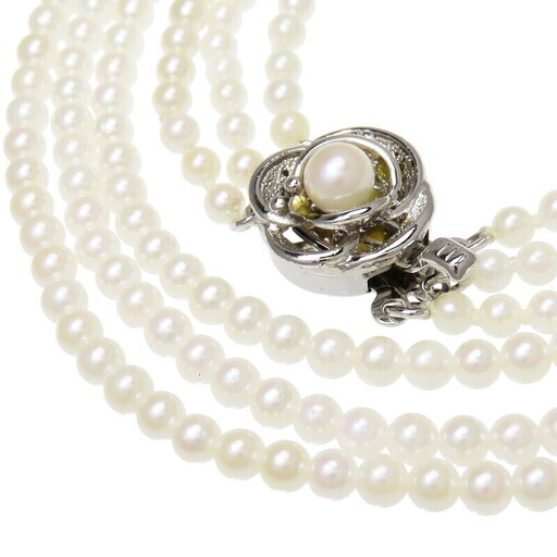 3連 アコヤ真珠(ベビーパール) 3～3.5mm ネックレス シルバー 21.2g
