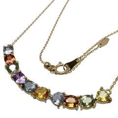 マルチカラーサファイア計 4.98ct ネックレス K18ゴールド 18金 6.0g 45cm レディース【中古】【真子質店】【NN】【YDS】