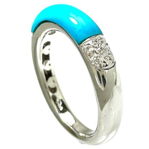 11号【STAR JEWELRY/スタージュエリー】 トルコ石 ダイヤモンド リング・指輪 K18WGホワイトゴールド 18金 5.2g レディース【中古】【真子質店】【NN】【DIMi】