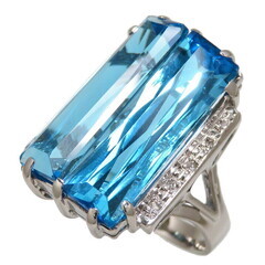 11.5号 ブルートパーズ 13.44ct ダイヤモンド 計0.07ct リング・指輪 K18WGホワイトゴールド 18金 9.2g レディース【中古】【真子質店】【NN】【YIY】