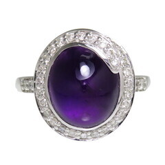 11号 アメジスト 5.55ct ダイヤモンド 計0.36ct リング・指輪 K18WG