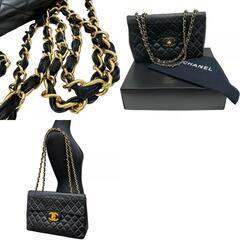 【CHANEL/シャネル】 デカマトラッセ34 WフラップWチェーンショルダーバッグ  ギャラ有/シール有 ショルダーバッグ 2002年頃 ラムスキン ブラック/ゴールド金具 レディース【中古】【真子質店】【BL】【DDMaMa】の画像