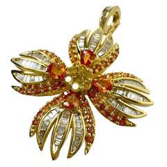 ゴールデンサファイア 計1.25ct ダイヤモンド 計0.77ct ペンダント