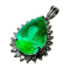 エメラルド 4.38ct ダイヤモンド 計0.36ct ペンダントトップ Pt900プラチナ 4.6g レディース【中古】【真子質店】【NN】【DxxD】