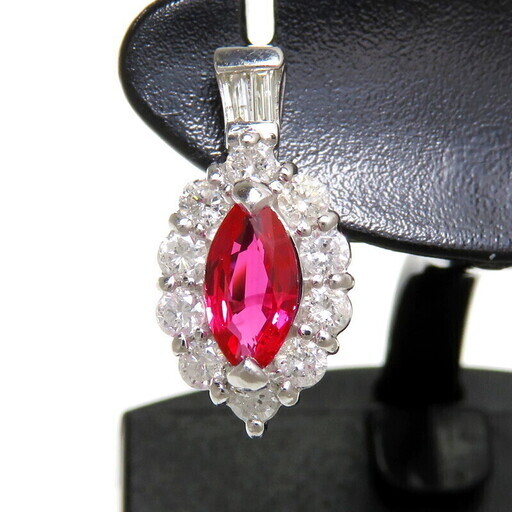 スタッド ルビー 0.41/0.43ct ダイヤモンド 計0.31×2ct ピアス Pt900プラチナ 4.1g レディース【中古】【真子質店】【NN】【KDMi】