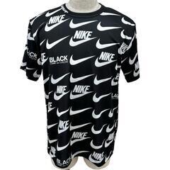 【NIKE/ナイキ】 NIKE×COMME des GARCONSコラボ 総柄 半袖Ｔシャツ ポリエステル 白ロゴ総柄/ブラック地 メンズ【中古】【真子質店】【GD】【YY】