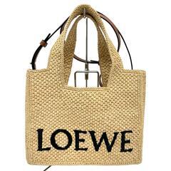 【LOEWE/ロエベ】 ロエベフォント　トート　スモール A685B59X03 ショルダーバッグ/ラフィア90%/レーヨン10% ナチュラル（ベージュ） レディース【中古】【真子質店】【GD】【Ixxx】