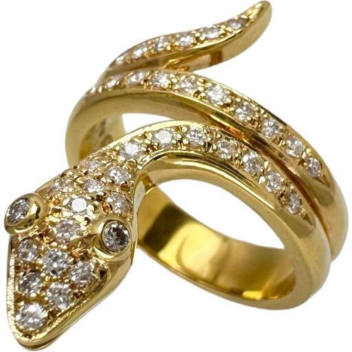 12号 スネーク ダイヤモンド 計0.34ct リング・指輪 K18ゴールド 18金 8.4g レディース【中古】【真子質店】【NN】【IxDMo】 35,750円