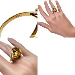 11号 シトリン リング・指輪 K18ゴールド 18金 3.7g レディース【中古