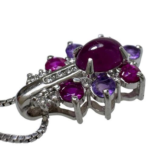 ルビー 1.25/計0.57ct アメジスト 計0.28ct ダイヤモンド 計0.13ct ネックレス K18WGホワイトゴールド 18金 6.4g 41cm レディース【中古】【真子質店】【NN】【MoKT】 ルビー 1.25/計0.57ct アメジスト 計0.28ct ダイヤモンド 計0.13ct ネックレス K18WGホワイトゴールド 18金 6.4g 41cm レディース【中古】【真子質店】【NN】【MoKT】