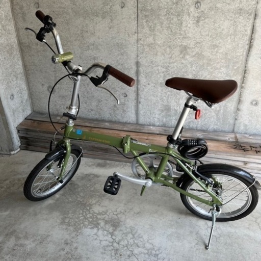 キャプテンスタッグ折りたたみ自転車オリーブ16インチ