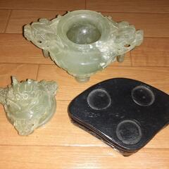 香炉 中国ヒスイ 台座付きの画像