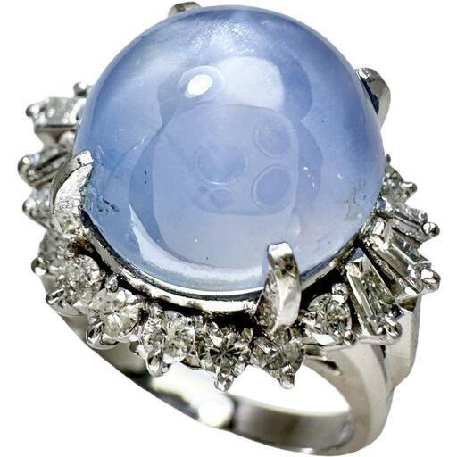 13号 スターサファイア 9.91ct ダイヤモンド 計0.54ct リング・指輪 Pt900プラチナ 9.8g レディース【中古】【真子質店】【NN】【ITIx】