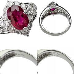 11.5号 ルビー 1.26ct ダイヤモンド 0.60ct リング・指輪 Pt900プラチナ 8.1g レディース【中古】【真子質店】【NN】【KKx】