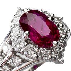 11.5号 ルビー 1.26ct ダイヤモンド 0.60ct リング・指輪 Pt900プラチナ 8.1g レディース【中古】【真子質店】【NN】【KKx】