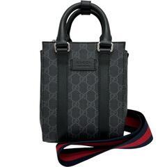 【GUCCI/グッチ】 GGスプリーム ミニトートバッグ 696010 ショルダーバッグ PVC/レザー ブラック レディース【中古】【真子質店】【BL】【IIMoMo】