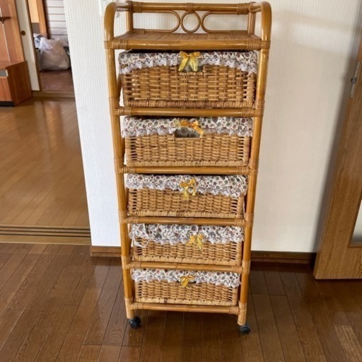 ラタン家具　引き出し5段