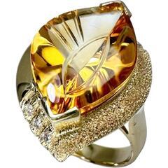 12号 シトリン 7.21ct ダイヤモンド 0.05ct リング・指輪 K18ゴールド